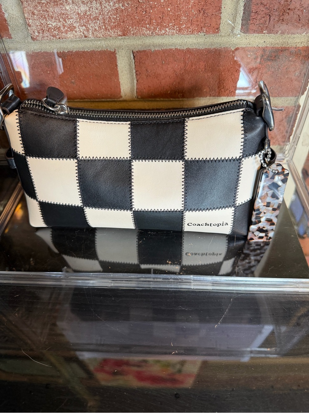 New Small Coachtopia Black and White Checkered Alter ego with original hang tags